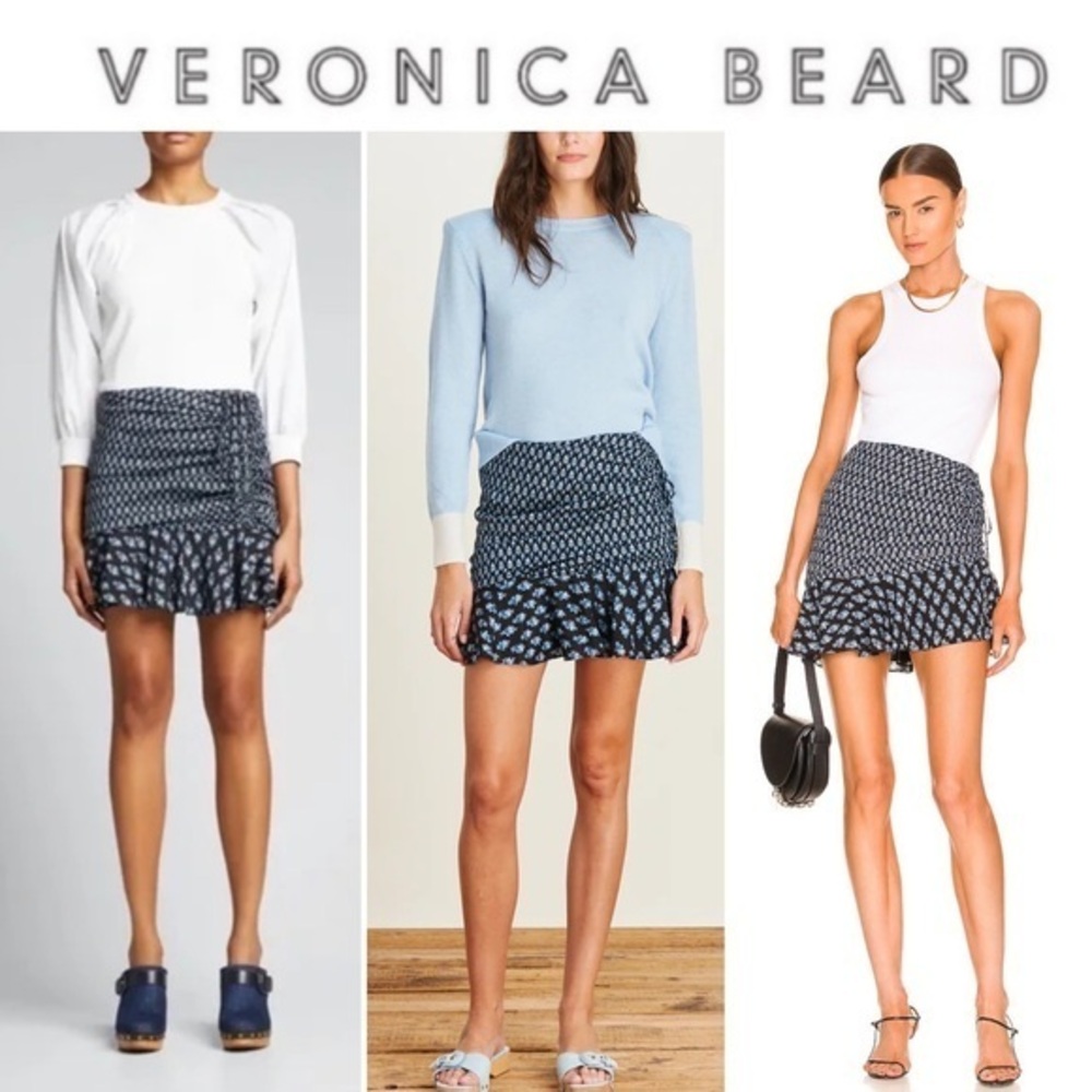 Veronica Beard Violet Ruched Skirt in Blue sz 0 NWT 448$